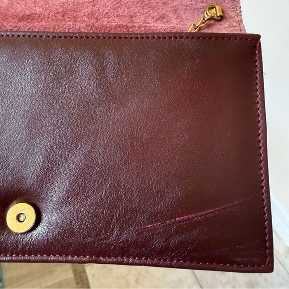 Seberini Creazioni Italiane Burgundy Ostrich Leather Shoulder Bag Clutch Vintage - Picture 8 of 9